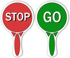 Stop and Go Sign Traffic with Handle - Double Sided Waterproof Crossing Guard Stop Sign for Kids Red Green Light Sign for Traffic & Street Safety 11.8 x 7.1 Inches
