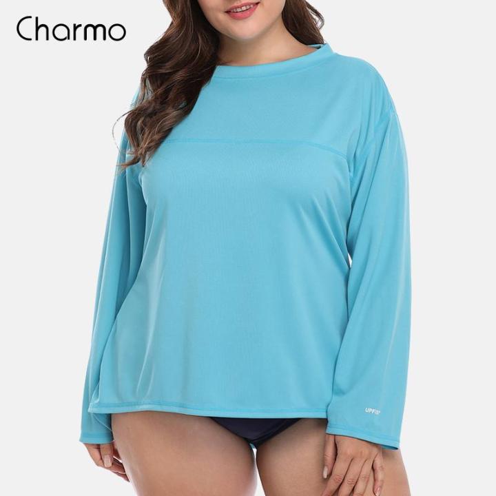 Charmo Women's Long Sleeve Rash Guards Swimsuit Shirts UPF 50+ Women's ...