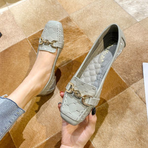 35-41 Large size Womens Soft Slip on Boat Shoes Korean Fashion Loafers Flat Square Toe Peas Shoes