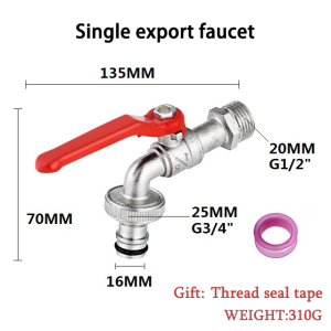 Faucet Brass 1/2 Threaded Connection Dual spout faucets multifunction durable high-temperature resistant outdoor faucet garden watering tool