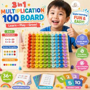 CuddleCove 3 In 1 Multiplication Board 99 Multiplication Hundred Board for Kids Learning Board Games Education Math Puzzle Toy