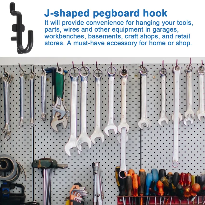Wolftale 100pcs Parts Box Tool Hook Tool Hook Peg Board Peg Board Hook Kit Peg Board J Hook Is Suitable For Hanging Various Tools On The Hole Board