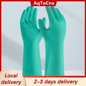 [COD] AqToCna Ship within 24 hours 1Pair Thick Nitrile Gloves - Chemical Acid Resistant Waterproof Long Sleeve Gloves For Gardening Chemical Painting Latex Free