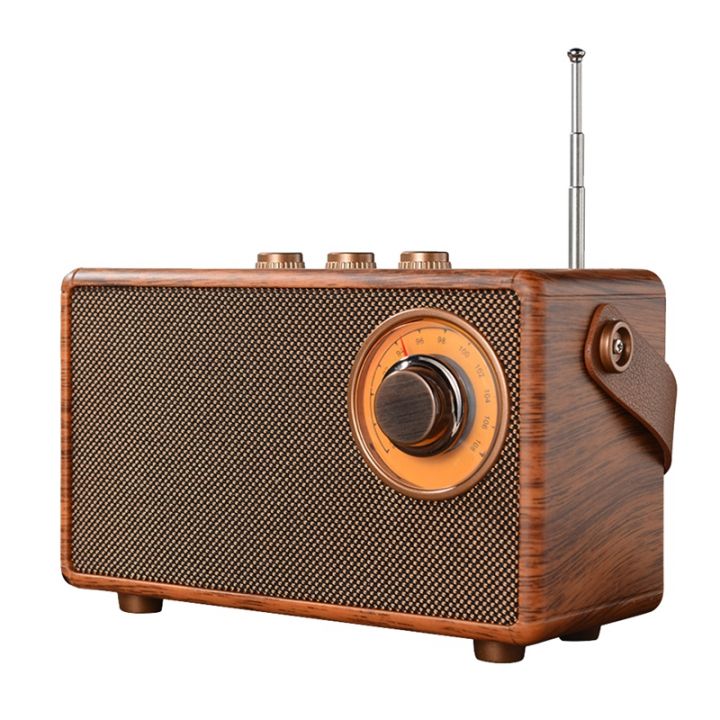 Set Retro FM Radio Portable Wooden Radio Bluetooth Radio