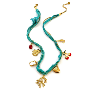 Summer Shell Conch Layering Necklace Soft Fabric Chain Detail Adjustable Length For Casual Outfit Styling