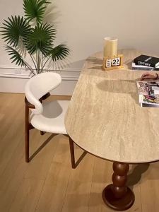 Cav ston rock board tabl foldabl Frnch solid wood and chair combination hom oval dining tabl with ancint