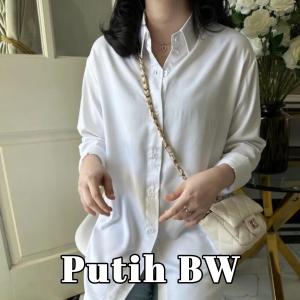 Kemeja Rayon Twill Polos Wanita Korean Style Kekinian  - Atasan Kekinian Wanita By Zubi Fashion