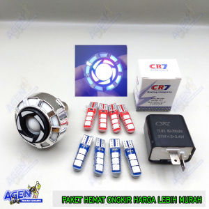 lampu stop belakang projie lampu saringgan berputar kotak 4pcs lampu sen jelly led t10 6 mata