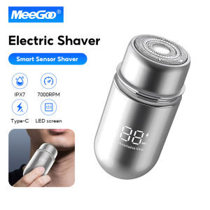 MeeGoo Mini Mens Electric Shaver Led Digital Display Type-C Rechargeable Shaver Car Portable Beard Trimmer
