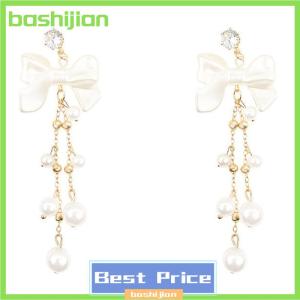 bashijian 1Pair Korean Style Long Imitation Tassel Dangle Earrings For Women Trendy Full Fringe Drop Earring Vintage Jewelry