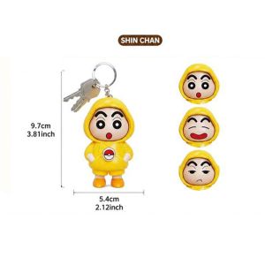 Creative Crayon Shin-chan Face Changing Keychain Cartoon Funny Doll Decompression Toy Keyring Bag Pendant Birthday Gift