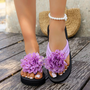 [Free Shipping] Plus-Size Beach Sandals For Women Fashionable Summer Outdoor Slippers Beach-Friendly Non-Slip Wedge Flip-Flops Suitable For Wet Conditions