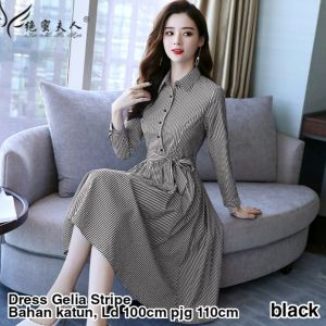 { THABITHA } HN / dres gelia stripe / gaun pesta / baju pesta cewek mewah elegan / baju kondangan mewah elegan / baju kondangan wanita / dress / baju kondangan cewek / baju pesta / baju wanita / dress cantik kekinian / { free ongkir + cod }