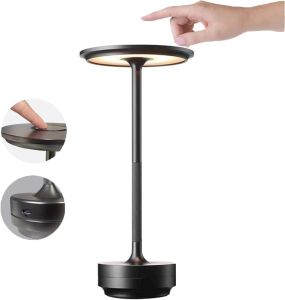 Lazyspace Cordless Metallic Table Lamp I-Shaped Dimmable Rechargeable Waterproof Desk Light Touching Control LED Decorative Lights for Restaurant Clear Bar Decoration