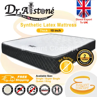 Dr.Alstone Synthetic Latex 10 Inch Mattress Tilam (Single/S.Single/Queen/King) | Cooling Top Charcoal Fabric Side | No Springs Mattresses | High Quality ( 2 Years Limited Warranty )