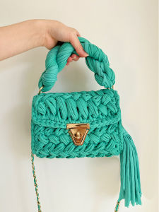 HyunA handmade woven bag crochet bag cross-border shoulder bag womens braided tote bag with tassels wholesale