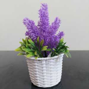 Bunga Plastik Hias Pajangan pot Tanaman Dekorasi pohon Bonsai Lavender