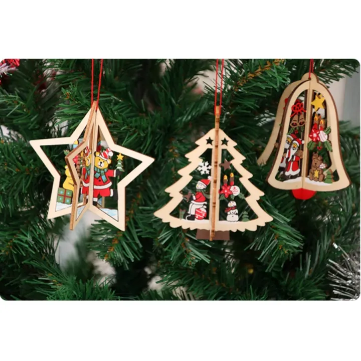 Phụ kiện giáng sinh - Đồ treo trang trí cây thông Noel bằng gỗ ...