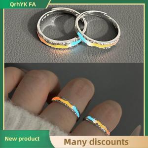 READY STOCK✨ Luminous Rainbow Couple Rings Open Rings For Women Men Adjustable Couple Rings Jewelry Gift