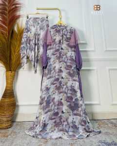 BELIFI | Elesa Set Hijab Ceruty Babydoll Armani Mix Rose Organza Soft Tille Dot