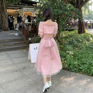 Đầm Dự Tiệc Ren Thêu Kim Sa Bling Bling Nơ Lưng Cực Xinh