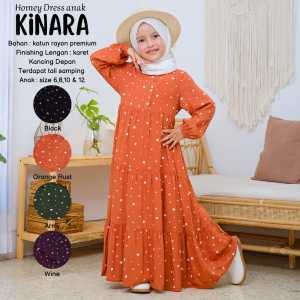 Gamis Anak Perempuan Motif Polka | Kinara Dress Kids Bahan Katun Rayon Premium Bahan Adem Best Seller Bisa COD
