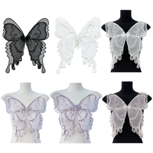 Thanh Lịch Lớn miếng đính hình bướm Organza Các Bản Vá Lỗi May Cung Cấp Cho Cá Nhân Thời Trang Quần Áo phụ kiện trang phục