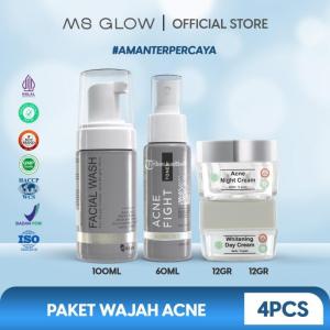 MS GLOW Paket Acne | Perawatan untuk Kulit Wajah Berjerawat dan Bopeng | MS GLOW Paket Acne Spott
