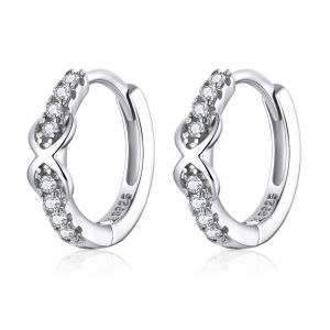 BAMOER 100% Pure 925 Sterling Silver Jewelry Infinite Love Hoop Earrings for Women Luxury Engagement Statement Jewelry SCE872