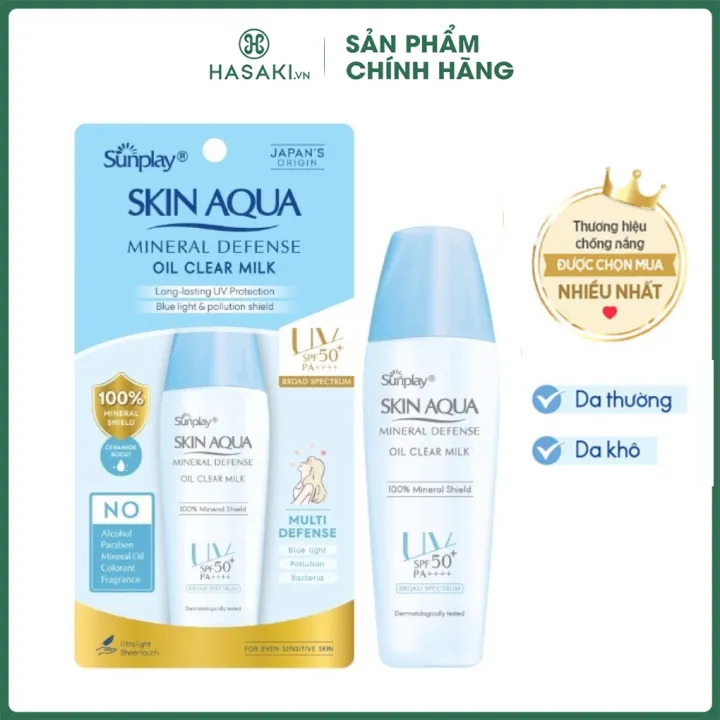 Sữa Chống Nắng Sunplay Vật Lý Bảo Vệ Da Giảm Dầu 25g Skin Aqua Mineral Defense Oil Clear Milk SPF50+ PA++++ Hasaki Sản Phẩm Chính Hãng