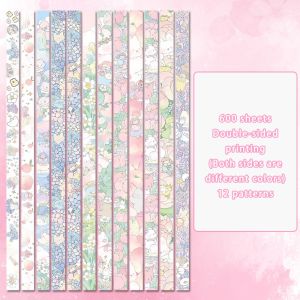 NIFINE 600pcs Mẫu in hai Ngôi Sao Origami Tự làm thủ công Đồ thủ công bằng giấy mỹ thuật Gấp giấy Đa chức năng Tranh sơn dầu Dải giấy gấp Quà tặng