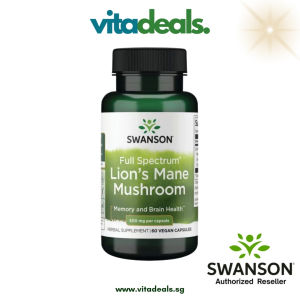Swanson Lions Mane Mushroom Hericium Erinaceus 60 Capsules Mental Balance & Antioxidant Boost - Vitadeals