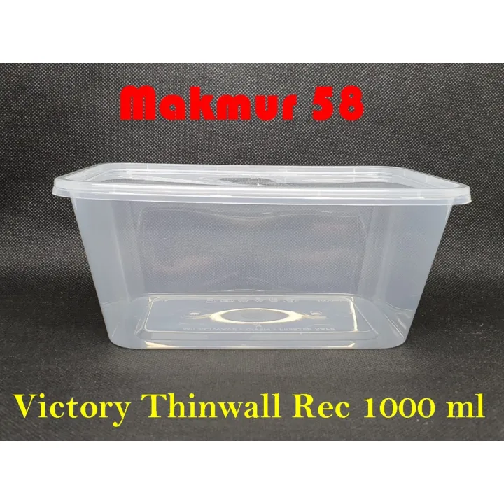 Thinwall merk Victory Rectangle 1000 ml / kotak plastik / wadah plastik ...