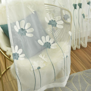 Baara Sheer Langsir Lace Bersulam Bunga Siap Jahit Cangkuk & Ring / Ready Made Day Curtain Hook Ring