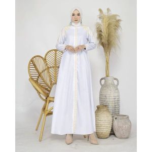 Qiarinn - Gamis Bordir Bahu Kombinasi Swaroski Bahan Katun Toyobo