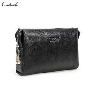 CONTACTS Genuine Leather Password Design Men Clutch Men Handbag Wristlet Large Capacity Clutch Bag