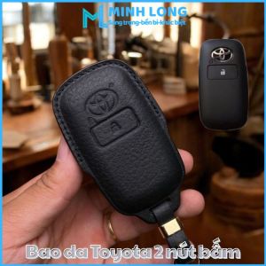 Bao Da Chìa Khoá Ô Tô Toyota TOY-F2 Yaris cross 2024 Raize Veloz Avanza 2022 Smartkey 2 Nút Bấm Ốp Chìa Khoá Da Thật Minh Long Craft