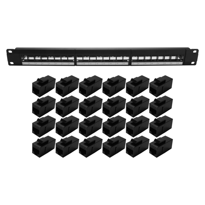 (WYVM) 19Inch 1U Cabinet Rack Pass-Through 24 Port CAT6 Patch Panel ...