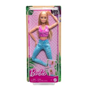 Mattel Barbie Made To Move Fashion Doll Blonde Wearing Removable Sports Top & Pants 22 Bendable “Joints” (FTG80)