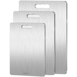 SIDSI Stainless Steel Cutting Board Double Sided Food-Grade Chopping Boards Dishwasher Safe Non Stick Baking Board Kitchen