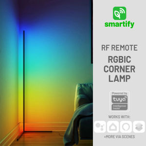 SMARTIFY RGBIC COLOR LED CORNER FLOOR LAMP NORDIC ALUMINUM (LLQ2BX RGBIC 1.4M 24W 24VDC MULTICOLOR RF Touch Remote Color Wheel)