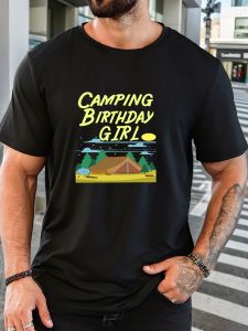 Male Camping Birthday Girl Pattern Summer Casual Crew Neck Short T-Shirt