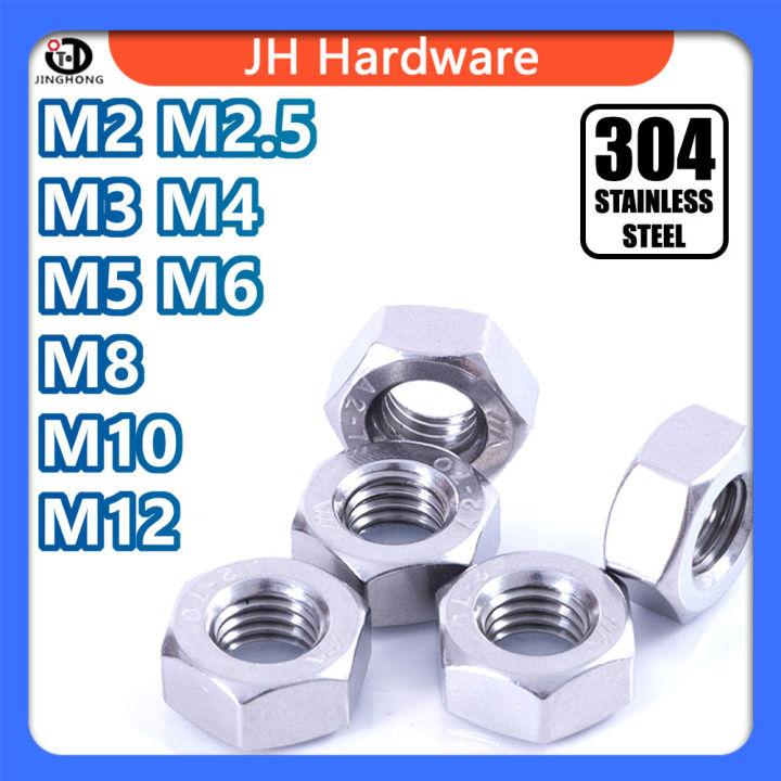 Hex Nut 5/50pcs M1.6 M2 M2.5 M3 M3.5 M4 M5 M6 M8 M10 M12 DIN934 Black 304  Stainless Steel Hex Nut Hexagon Nut Metric Thread Nuts (Size : 5pcs M10) :  