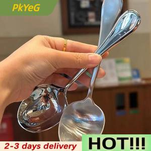 PkYeG Large Stainless Steel Round Head Buffet Serving Spoon Thicken Kitchen Dinner Dish Soup Rice Western Restaurant Bar Public Spoon