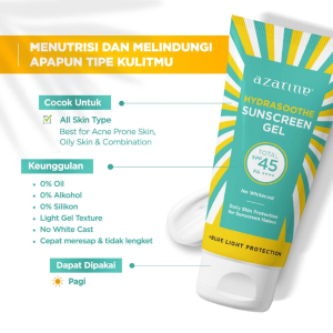 AZARINE Hydrasoothe Sunscreen Gel SPF45 PA++++ 30ml 50ml 100ml Jumbo Tabir Surya Kulit Berminyak Berjerawat