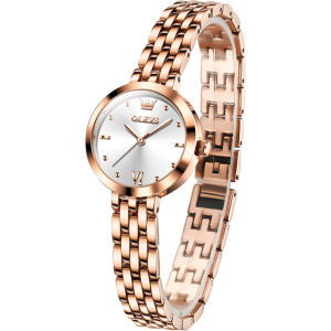 OLEVS 9992 Fashion Women Quartz Watch Round-dial Stainless Steel Watchband Wristwatch