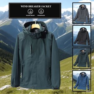 Mens Sporty Waterproof Jacket Detachable Hooded Shell for Hiking Cycling & Outdoor Adventures