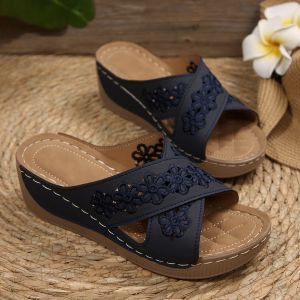 Free Shipping New Summer WomenS Wedge-Heeled Thick-Soled Sandals Available In Large Sizes With A Fish-Mouth Design Perfect For Casual Wear And The Beach