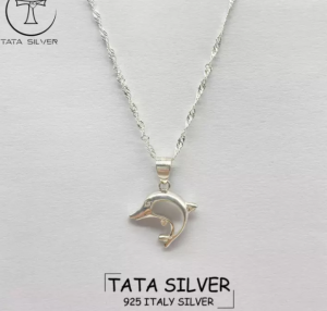 TATA SILVER Genuine 925 Italy Silver Casual Dolphin Necklace for Women NP-149