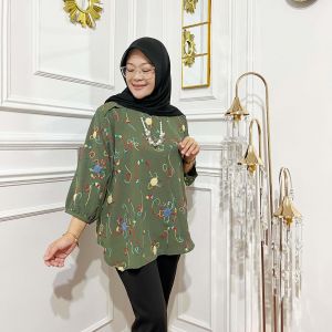 Baju Atasan Wanita Jumbo model Hafisa Motif Terbaru